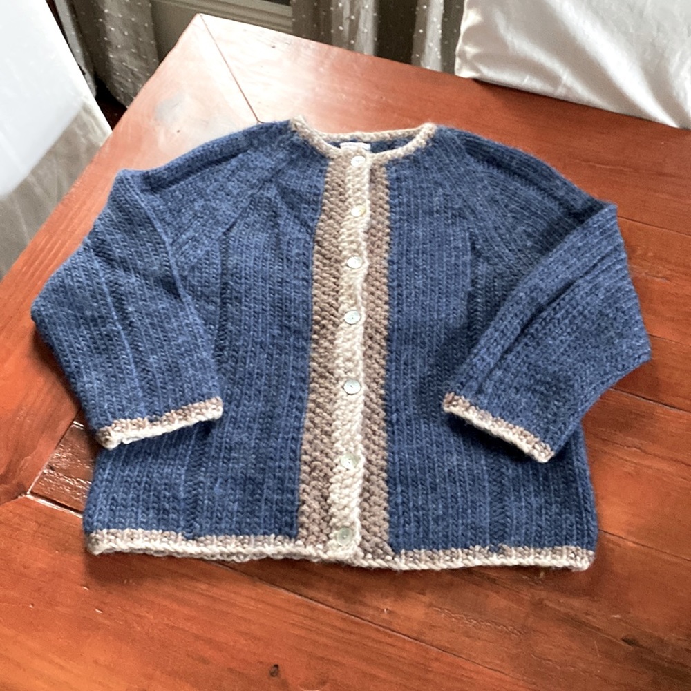 Frances Valentine Blue and Tan Cardigan